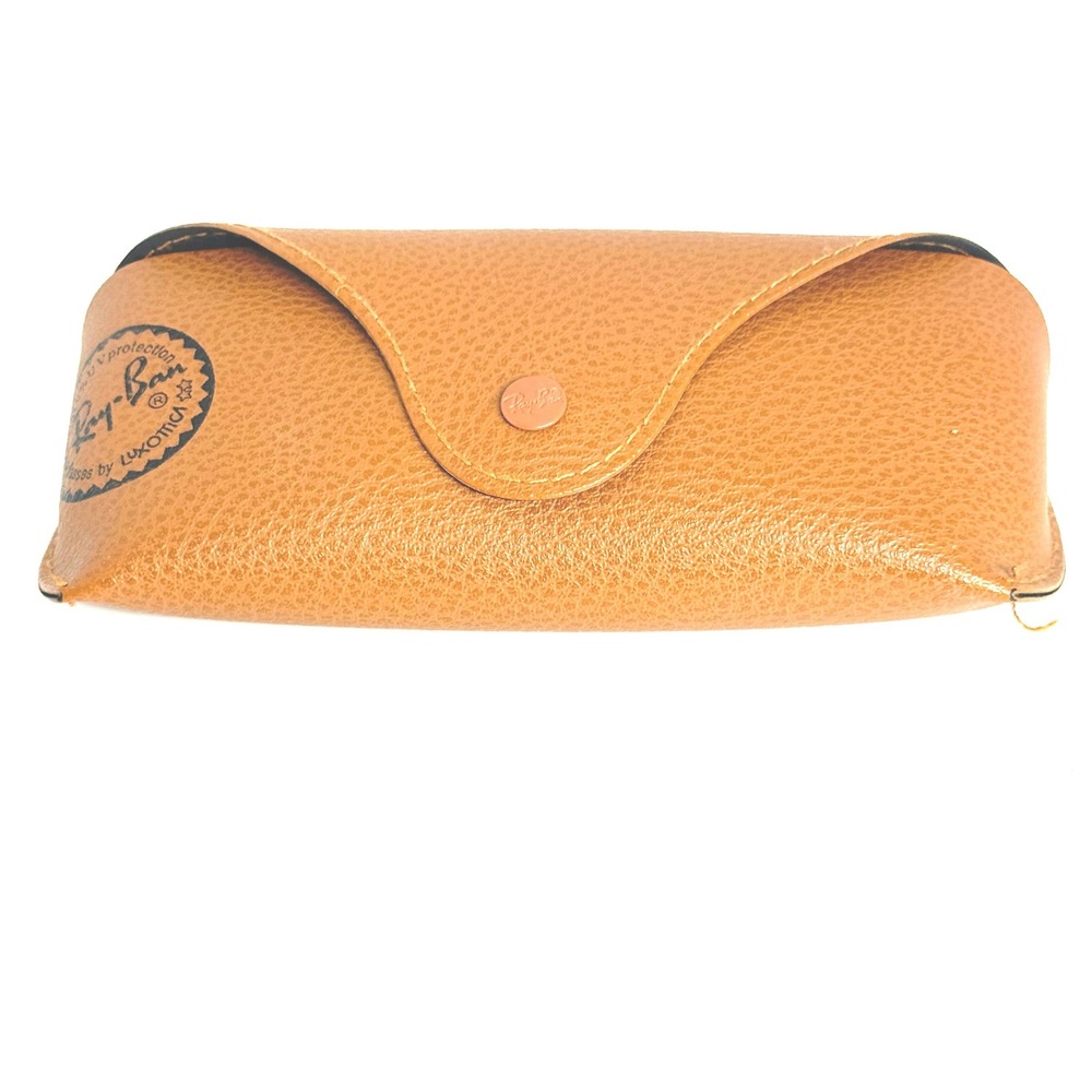 Ray-Ban Tan Brown‎ Pebbled Leather Sunglasses Case with Cleaning Cloth Luxottica